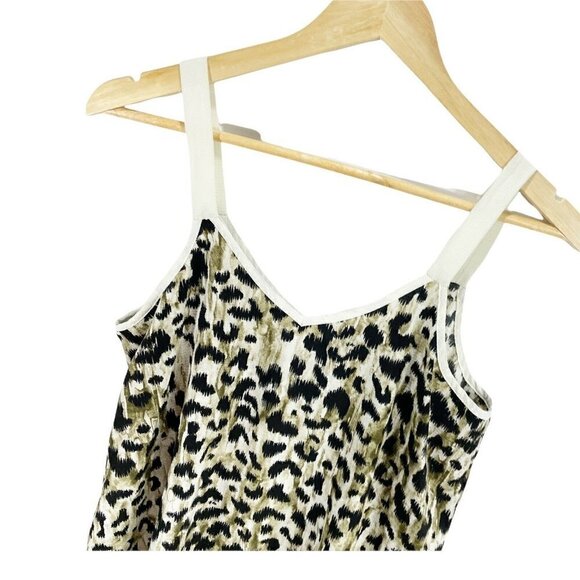 Bobeau Cheetah Print Tan V-neck Camisole Blouse Sz M Lightweight - Picture 3 of 5
